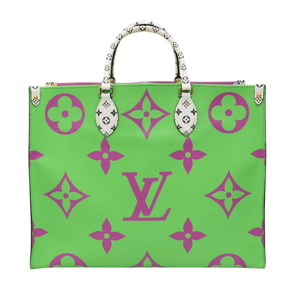 Louis Vuitton OnTheGo Top Handle Bag Leather Green Purple